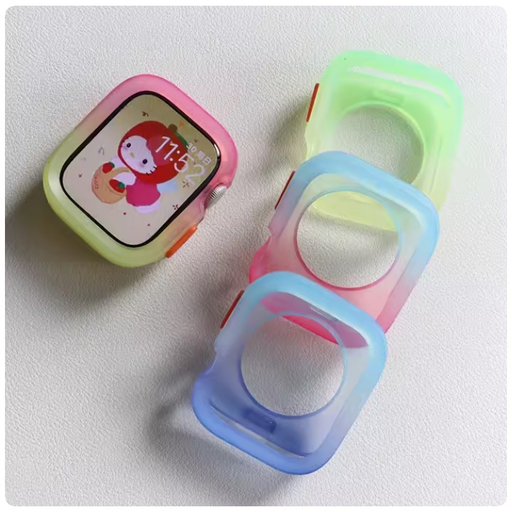 Jelly Gradient Color Frame Frame Case เคส i Watch Case Watch Series 9 8 7 6 5 4 3 2 1,SE,SE2 Case Size 49mm 41mm 45mm 38mm 40mm 42mm 44mm Smart iWatch เคส