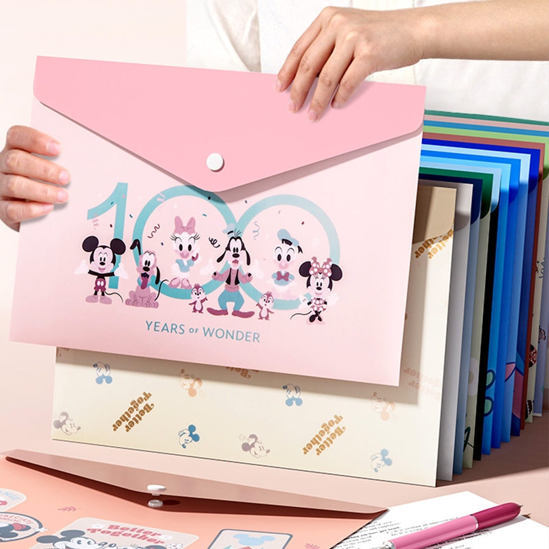 🌼แฟ้มเอกสาร A4 พิมพ์ลาย มีกระดุม Disney ลายการ์ตูน แฟ้ม คุณภาพอย่างดี น่ารักมากๆ