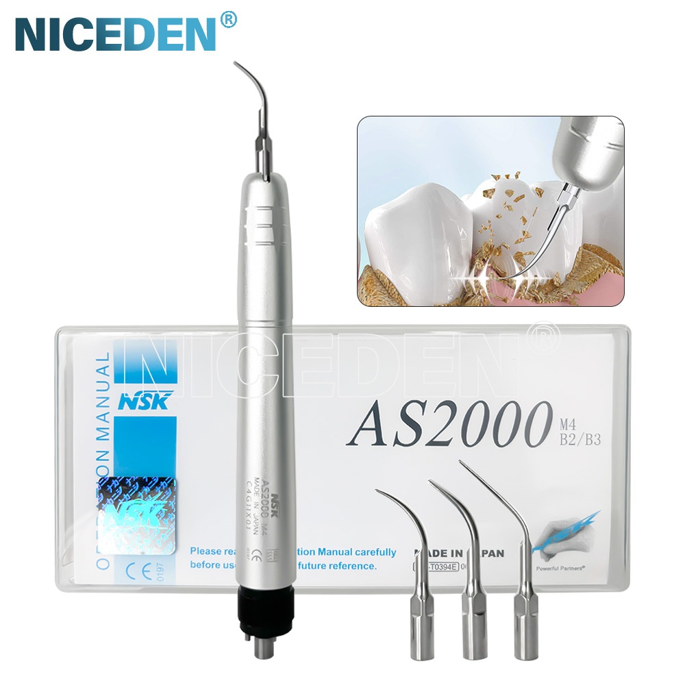 Niceden ทันตกรรม Ultrasonic Air Scaler 3 เคล็ดลับฟันแคลคูลัส Remover ทําความสะอาด 2/4 หลุม Handpiece ฟันขาวทําความสะอาดทันตแพทย์ Lab