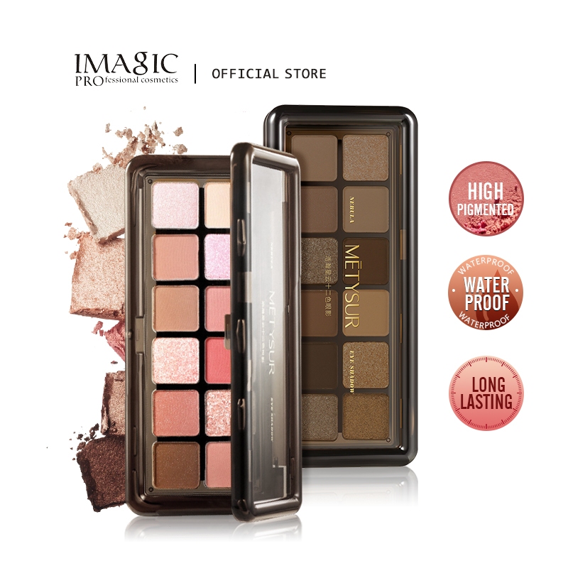 Imagic อายแชโดว์ 12 สี High Pigment Eye Shadow Matte&shimmer Shadow Long Lasting Eye แต่งหน้ากันน้ํา