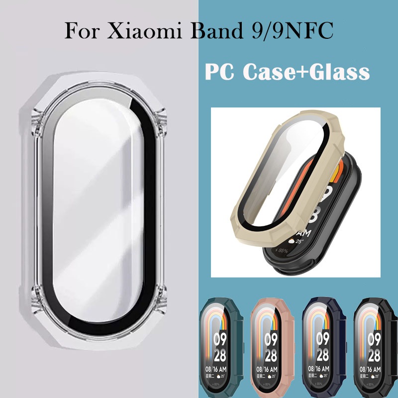 Pc Case Glass สําหรับ Xiaomi Mi Band 9/8 ป้องกันหน้าจอบน Xiaomi Band9 Band8 กรอบป้องกันคลุมทั้งหมดกรณี