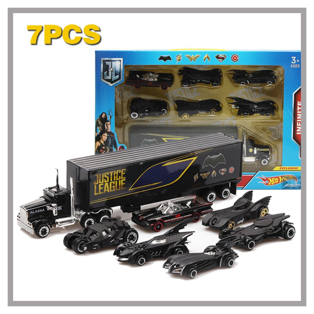 Klt 1:64 Batmobile 7 In 1 รถDiecastรุ่นรถของเล่นรถบรรทุกสําหรับของเล่นเด็กของเล่นรถสําหรับชายของขวัญวันเกิดชุดรถสําหรับเด็กที่ถูกที่สุดPric