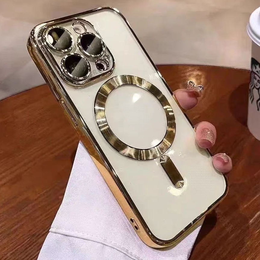 หรูหราชุบไร้สายชาร์จแม่เหล็กโปร่งใสเคสโทรศัพท์เข้ากันได้สําหรับ ไอโฟน 16 15 14 13 12 11 มือโปร สูงสุด บวก นุ่มกันกระแทกแม่เหล็กล้างกรณีปก