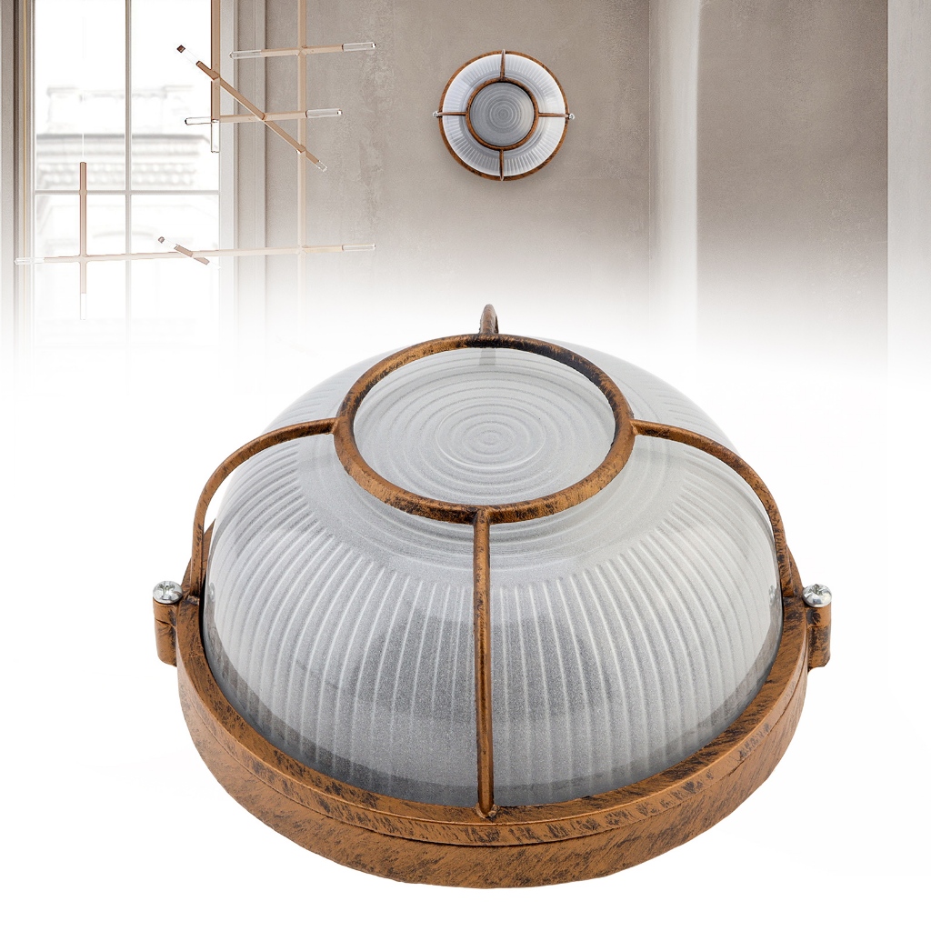 E27 กันน้ํา Nautical Bulkhead ไฟ Retro โคมไฟเพดานตารางการแข่งขันกลางแจ้ง Moisture Wall Light