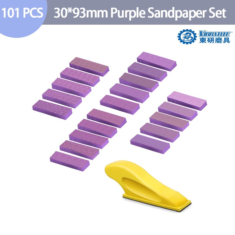 3.5 "x 1 "รายละเอียด Micro Hand Sander Kit 100 ชิ้นเปียกแห้ง Hook & Loop 60 ถึง 10000 Grit กระดาษทรายสําหรับโลหะ, ไม้โครงการ, หยก, แม่พิมพ์