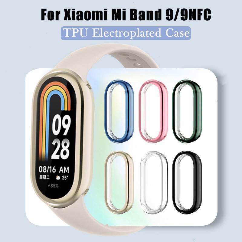 Tpu นุ่มฝาครอบป้องกันสําหรับ Xiaomi Mi Band 9/9NFC กรณีแบบเต็มหน้าจอเปลือกป้องกันกันชนชุบสําหรับ Mi Band 9 8 smart watch