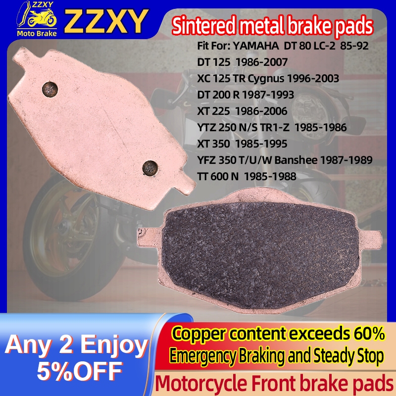 ผ้าเบรคหน้าเผาโลหะเบรคสําหรับ YAMAHA DT 125 1986-2007 XC 125 TR Cygnus 1996-2003 DT 200 R 1987-1993 