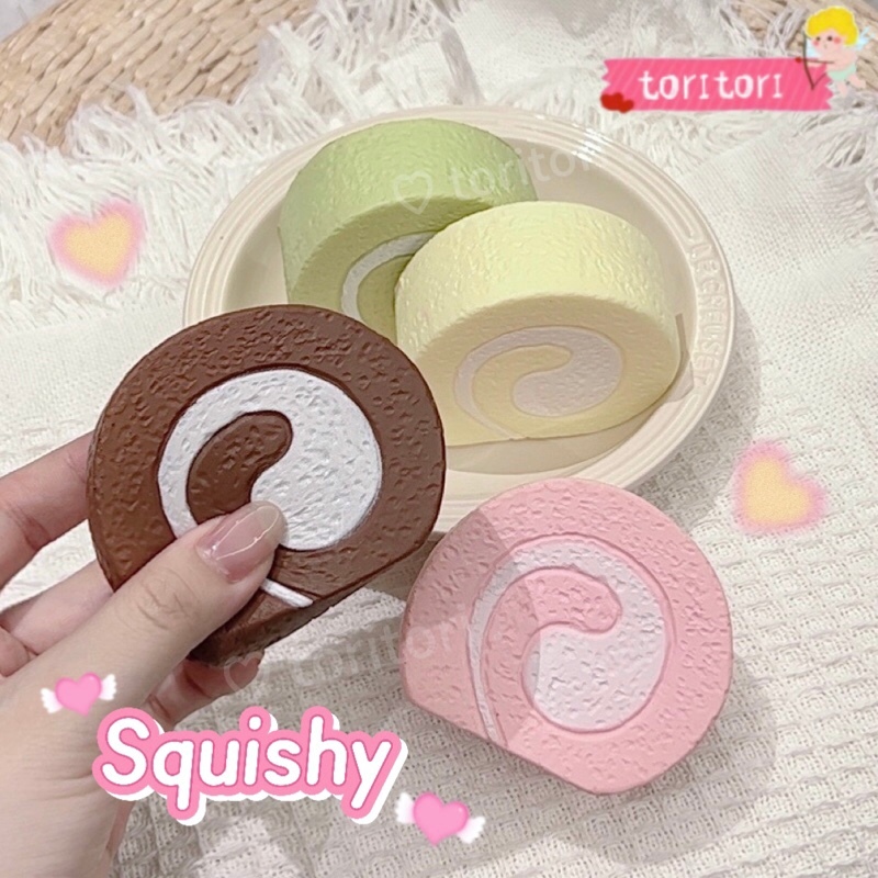 Toritori Squishy Swiss Raoll เค้กรีบาวด์ช้า Cute Decompression vent ของเล่นหยิก