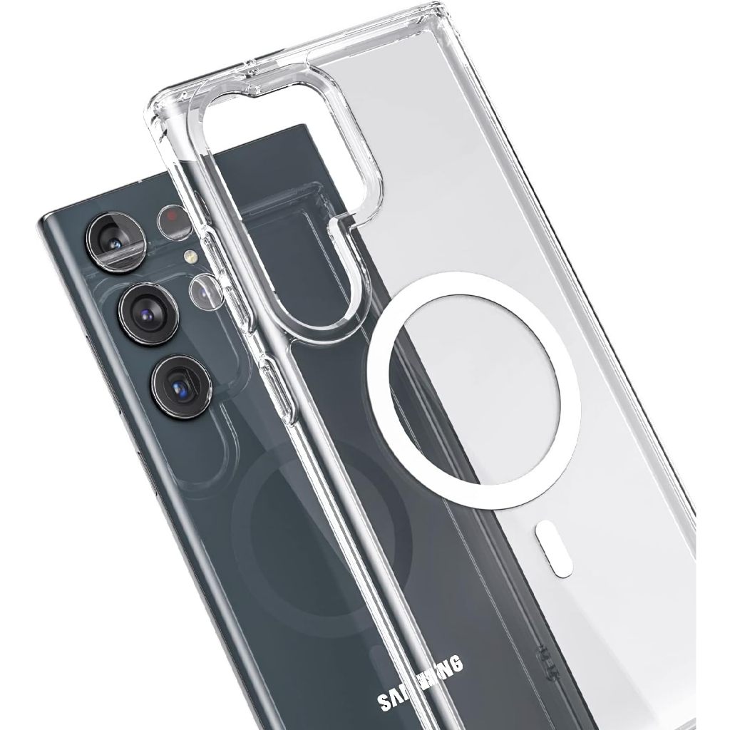 OSGEER กรณีแม่เหล็กสําหรับ Samsung Galaxy S24 S25 FE Ultra 5G, กันกระแทกฝาครอบโทรศัพท์ป้องกัน, Hard Clear PC กลับสําหรับ Samsung S21 S22 S23 Ultra S21 + S22 + S23 + - ภาพย่อย 3
