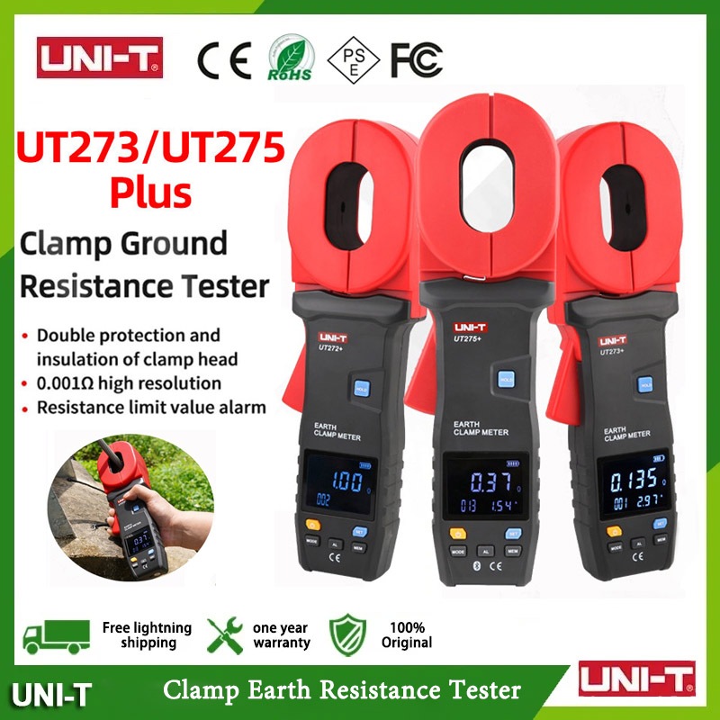 【จัดส่งฟรี+รับประกันหนึ่งปี】UNI-T UT272+ UT273+ UT275+ Clamp Earth Ground Testers Resistance Leakage