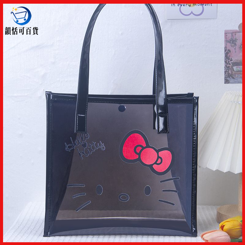[ส่วนลด] Pvc Transparent Handbag hellokitty Cartoon Waterproof Student Jelly Bag Large Capacity
