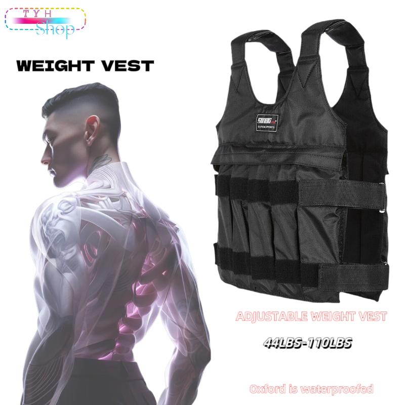 เสื้อกั๊กน้ําหนักแบบปรับได้ Jogging Training Fitness Workout Weight Vest 44lbs-110lbs Weighted Runni