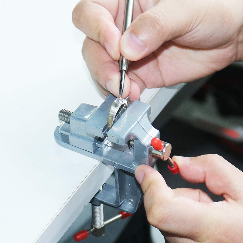 Kiprun Mini Jeweler ตาราง, 25 มม.Mini อลูมิเนียม Bench Vice Clamp, Clamps Craft ตารางซ่อมเครื่องมือแบบพกพาทํางาน Bench Vise - รูปที่ 3