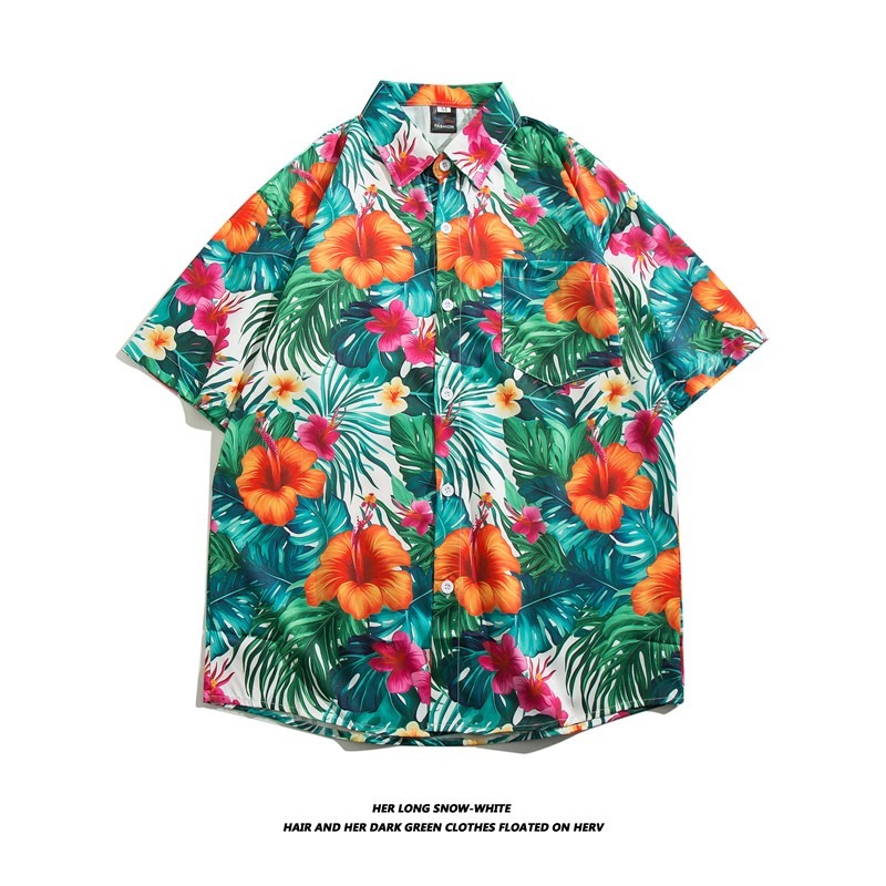 เสื้อแจ็กเก็ต แขนสั้น แบบบาง ทรงหลวม ลายดอกไม้ สไตล์ฮ่องกง เรโทร เหมาะกับเดินชายหาด แฟชั่นฤดูร้อน สําหรับผู้ชาย และผู้หญิง M-3XL 100 แบบ รุ่น 3146 D30 - รูปที่ 4