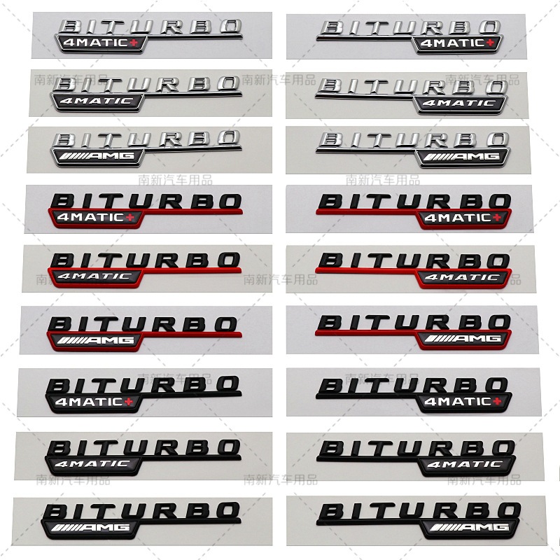 2pcs ตัวอักษรรถ Fender Trim Badge Turbo 4matic Plus ///AMG สติกเกอร์สัญลักษณ์สําหรับ Mercedes-Benz A