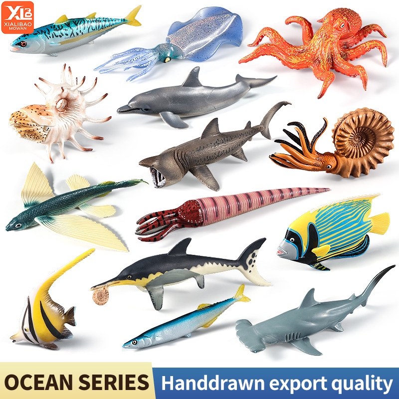 Sea Life Underwater World Whale Shark Octopus Penguin Action Figure Aquarium Ocean Marine สัตว์ PVC การศึกษาของเล่นเด็ก
