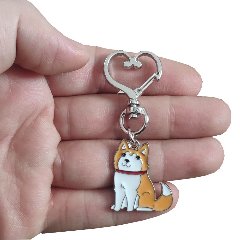 Kawaii Rotatable Husky Dog Teddy Keychain Old English Shepherd Keyring Pet Lover