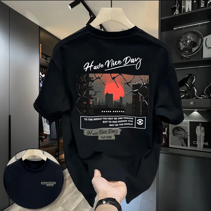 ใหม่ เสื้อยืดแขนสั้น คอกลม พิมพ์ลาย ทรงหลวม แฟชั่นฤดูร้อน สําหรับผู้ชาย ไซซ์ S-5XL 2024