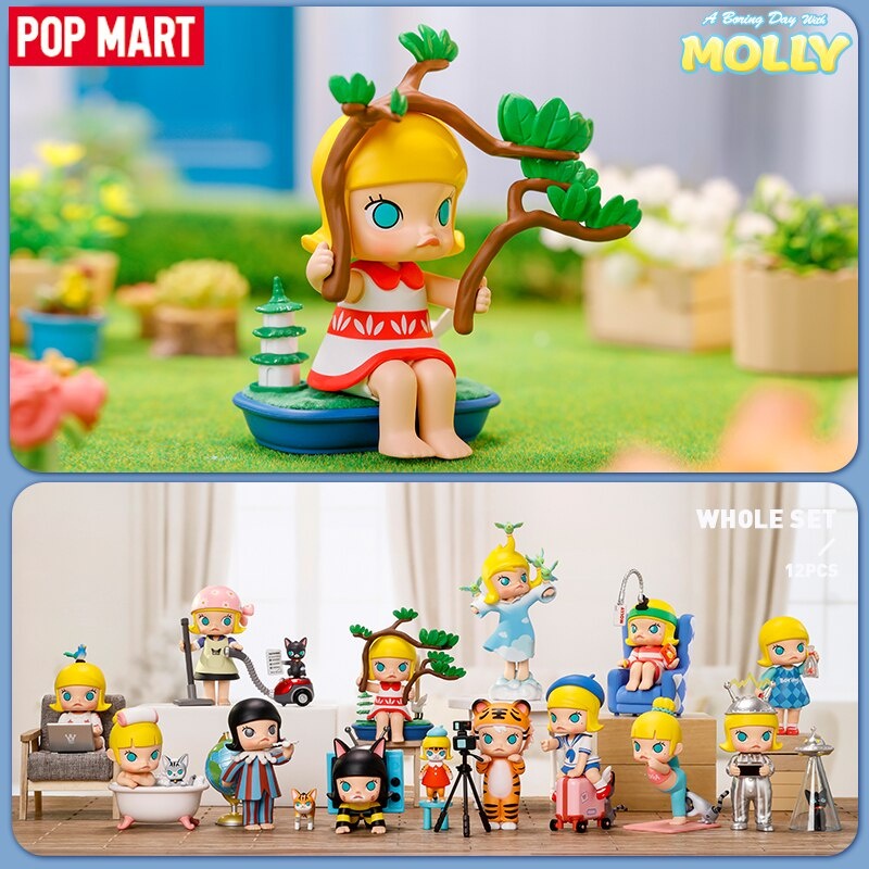 พร้อมส่ง ของแท้  POPMART Molly A Boring Day With Molly Series Blind Box สําหรับเป็นของขวัญวันเกิด