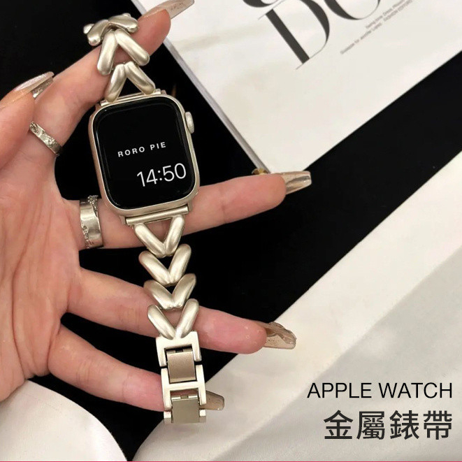 เหมาะสําหรับ Apple Watch Apple Watch S9 8 7 6 SE สายสแตนเลสรูปตัว V iwatch สายโลหะหูข้าวสาลี