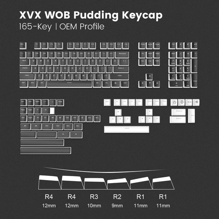 Xvx Pudding V2 OEM Profile ปุ่มกด PBT 165 คีย์