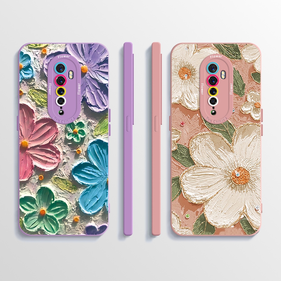 สําหรับ OPPO Reno2 / Reno2F / Reno2Z กรณีกันกระแทก Matte ซิลิโคนอ่อนนุ่มแฟชั่นดอกไม้พิมพ์ปลอกสําหรับ OPPO Reno 2 2f 2z