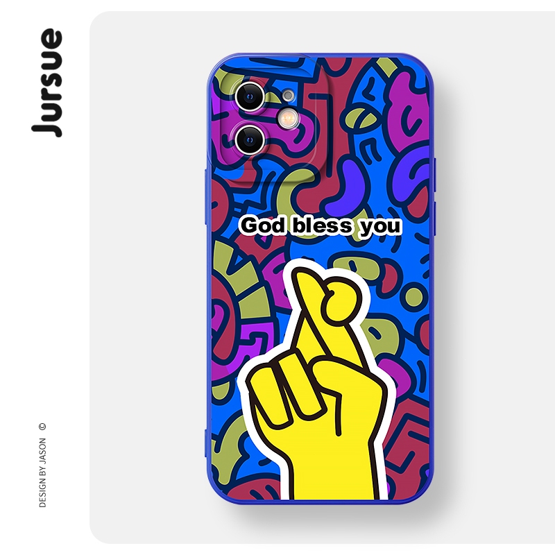 Jursue น่ารักตลกความงามกันกระแทกสําหรับ iPhone 16 15 14 13 12 11 Pro Max SE 2020 X XR XS 8 ip 7 Plus
