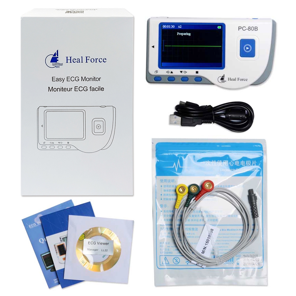 Heal Force Prince 80B Easy ECG Monitor EKG Monitor Handheld Portable Heart Rate Monitor