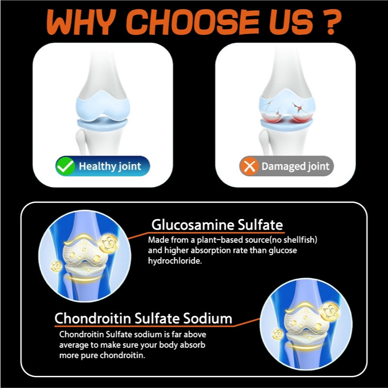 กลูโคซามีน คอนโดรอิติน MSM สําหรับบรรเทาอาการปวดข้ออักเสบ เข่าร่วม การสนับสนุนกระดูก อาหารเสริมเพื่อสุขภาพ - รูปที่ 5