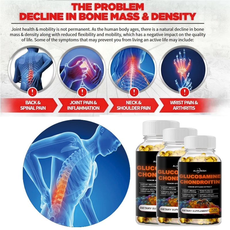 กลูโคซามีน คอนโดรอิติน MSM สําหรับบรรเทาอาการปวดข้ออักเสบ เข่าร่วม การสนับสนุนกระดูก อาหารเสริมเพื่อสุขภาพ - รูปที่ 6