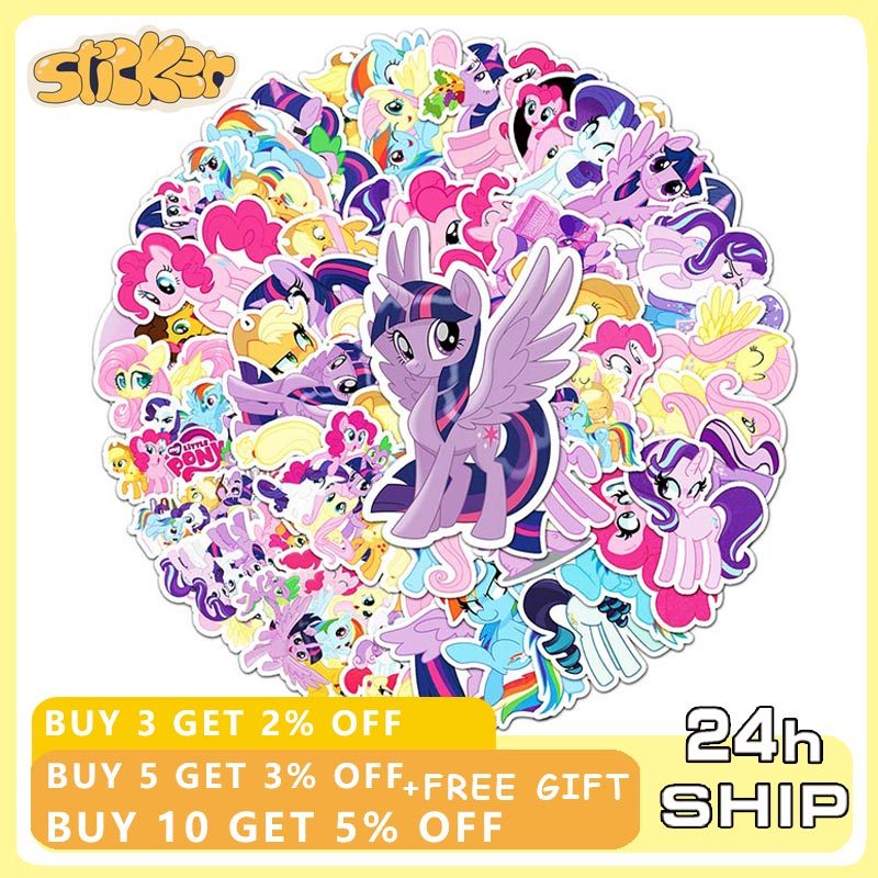 50 ชิ้น My Little Pony สติกเกอร์น่ารักการ์ตูน Graffiti โน้ตบุ๊คสติกเกอร์กันน้ําของขวัญของเล่นเด็ก