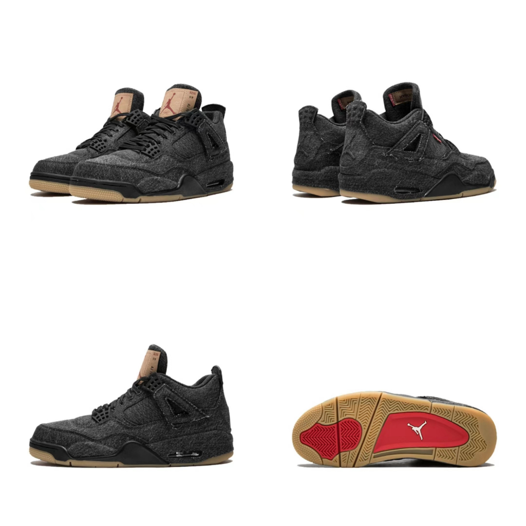 Levis x Jordan 4 Black Casual Shoes รองเท้าผู้ชาย AO2571-001