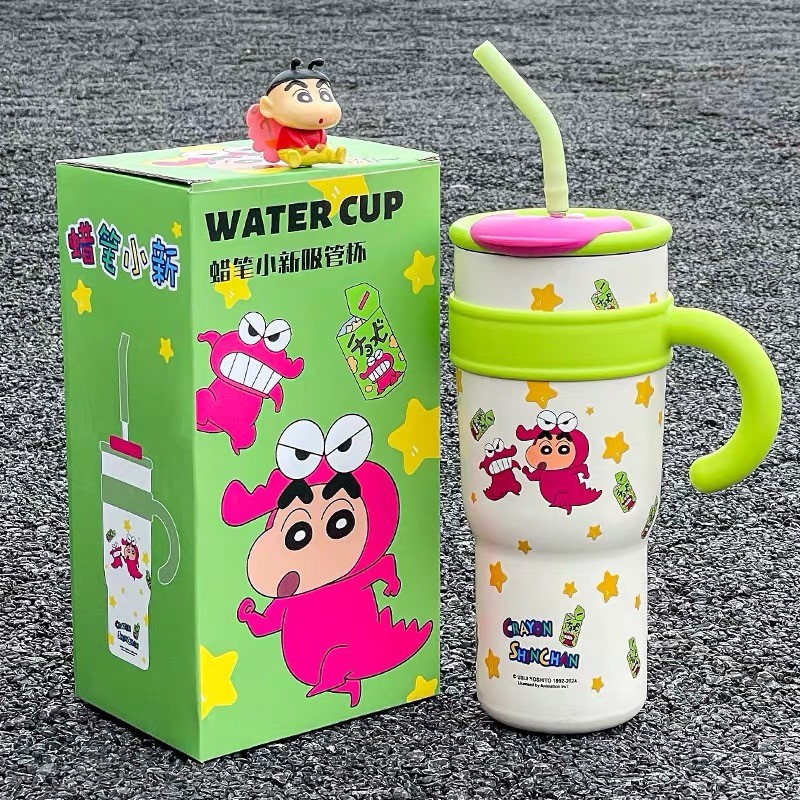 (จัดส่งในวันเดียวกัน) 1200ml/700ml ถ้วยฟางการ์ตูน anti-fall กระติกน้ําร้อนยักษ์น่ารัก Crayon Shin-chan ถ้วยน้ําแข็งความจุขนาดใหญ่