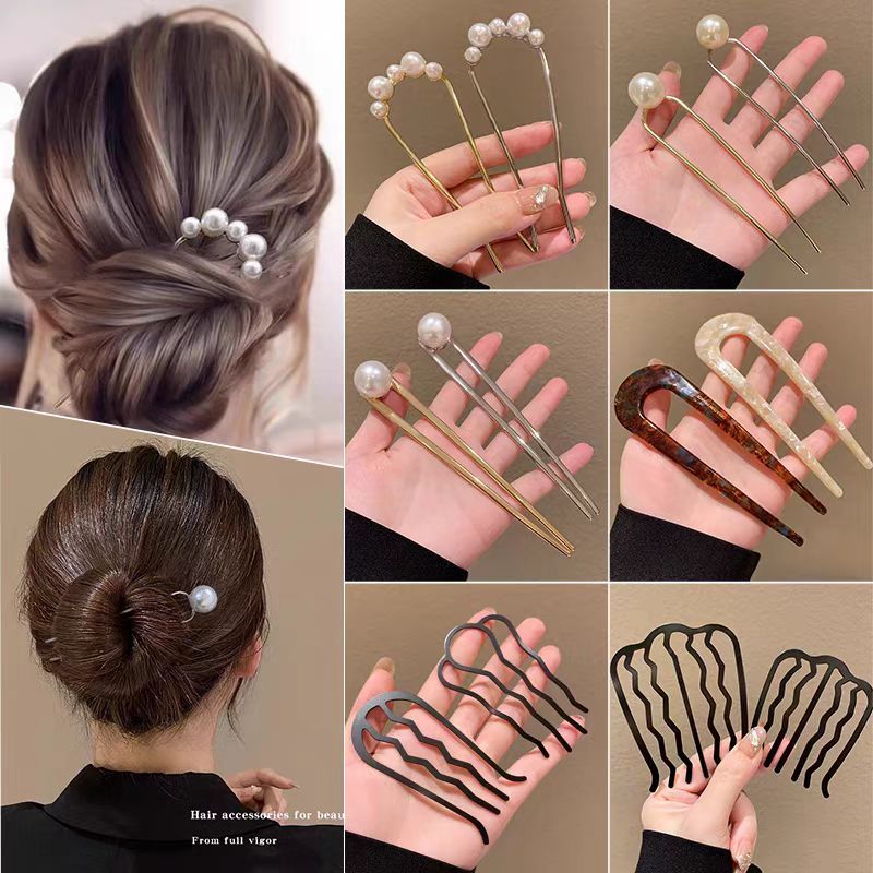 หวีสี่ฟันแบบใหม่ U-Shaped Hairpin สำหรับสุภาพสตรี