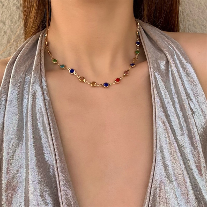 จูชิ แฟชั่นสร้างสรรค์หัวใจรักคริสตัลสร้อยคอโลหะผสมปรับของขวัญวันหยุดสําหรับผู้หญิง เครื่องประดับ