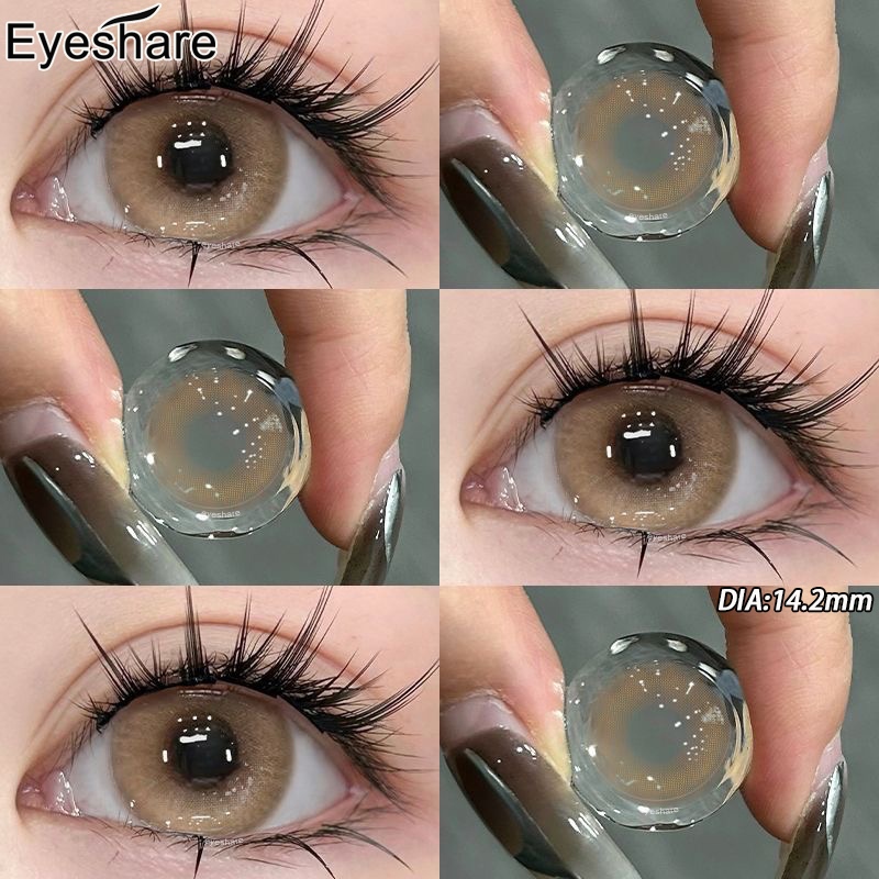 ค่าสายตา 0.0~ -6.00 คอนแทคเลนส์สายตาสั้น Aurora/Yucca คอนแทคเลนส์สีอ่อนๆ สีน้ำตาล（COD/ส่งไวจากไทย）