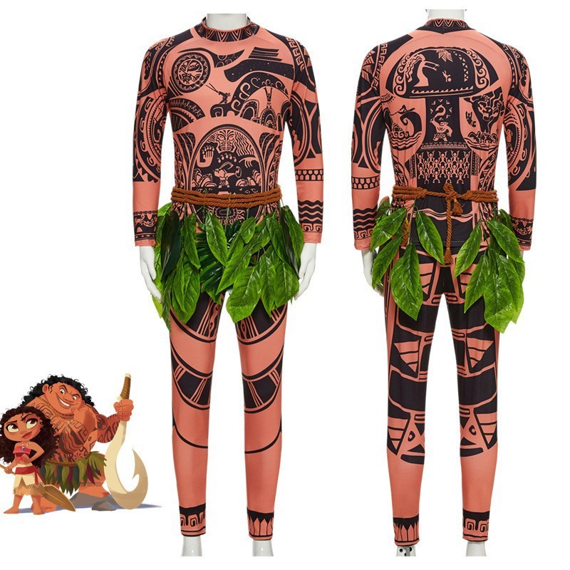 พร้อมส่ง ชุดฮาโลวีนสำหรับผู้ใหญ่ เสื้อผ้าสัก Maui หรูหรา การ์ตูนดิสนีย์ผจญภัยมหาสมุทรคอสเพลย์ชุดสำหรับผู้ใหญ่ เครื่องแต่งกายแฟนซีปาร์ตี้