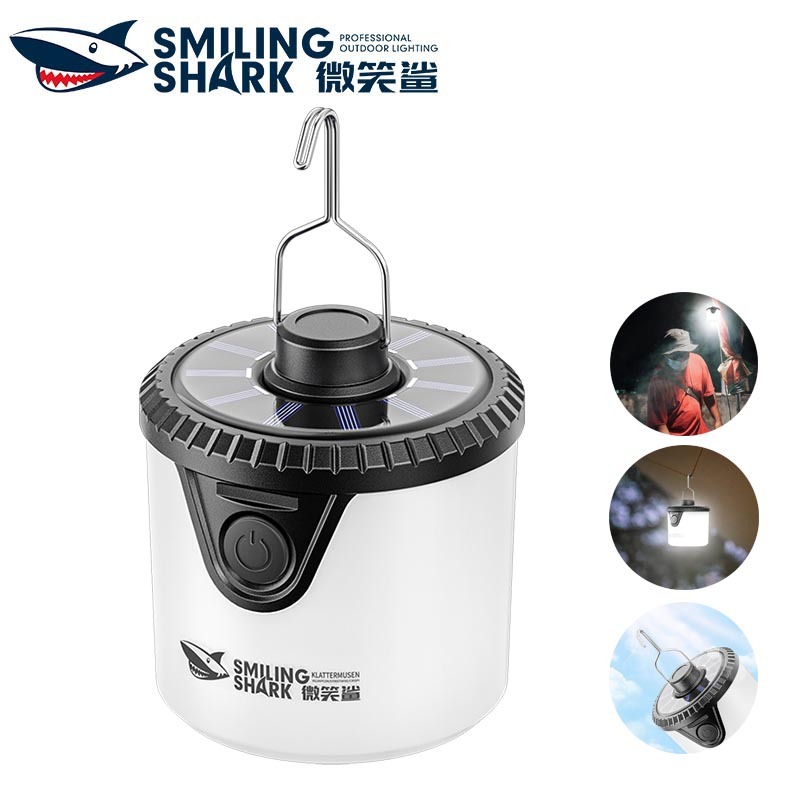 SmilingShark LY8259 ไฟแคมป์ปิ้ง แสงสีขาวและแสงอุ่น รีโมท โคมไฟตั้งแคมป์ 12โหมด Type-C ชาร์จใหม่ได้ พร้อมไฟแสดงสถานะแบตเตอรี่ กันน้ำสำหรับงานเดินป่าตั้งแคมป์