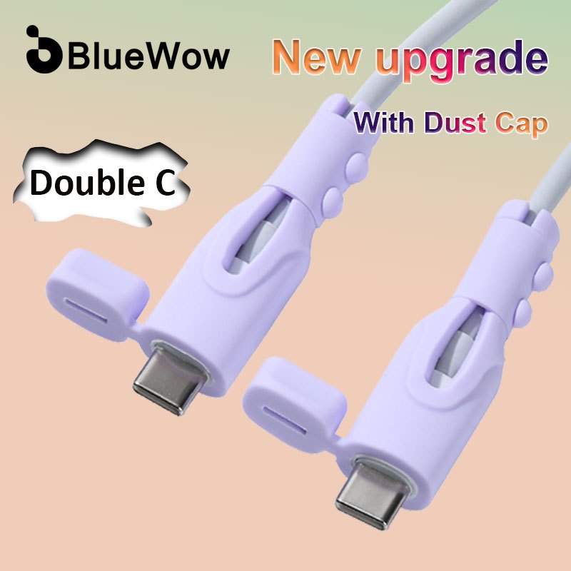 ใหม่ Bluewow Charger Protector ซิลิโคนสายป้องกันฝุ่นฝาครอบสายสําหรับ Type C ถึง Type C Android Wire 