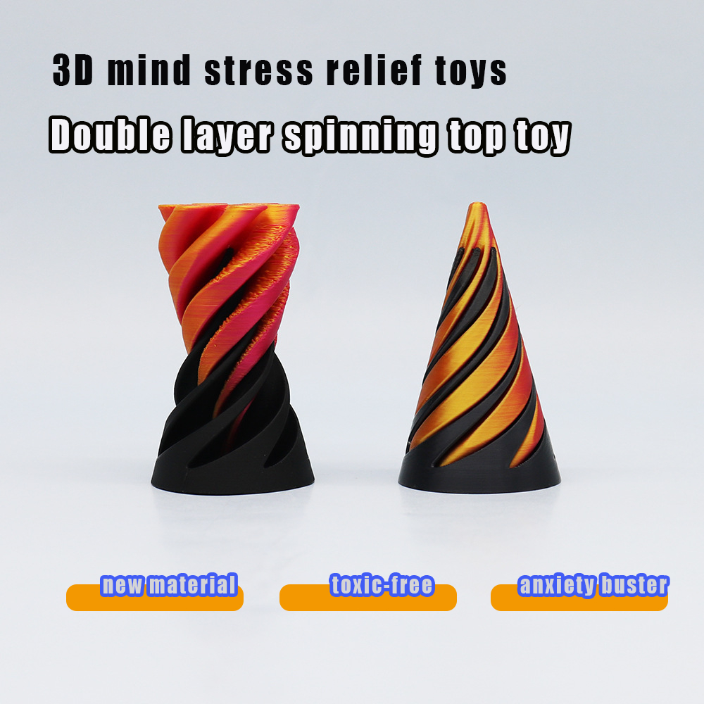 3d Printing Cone Body gyro Decompression Toy เกลียวสามมิติการศึกษาของเล่นขนาดเล็ก spinning top
