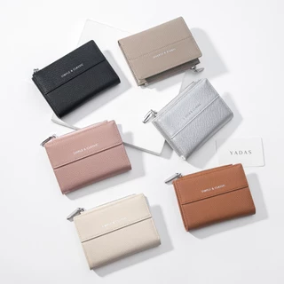 Seagloca กระเป๋าสตางค์สั้นสีทึบหญิงใหม่พับกระเป๋าสตางค์ Niche Design กระเป๋าสตางค์ขนาดเล็กสําหรับผู้หญิงไม่มี 1851