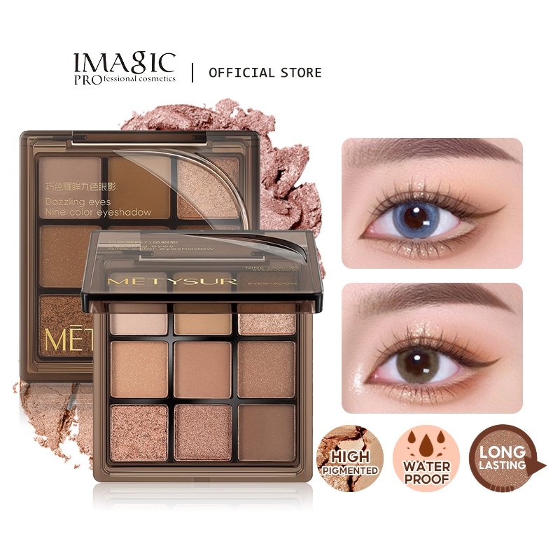 Imagic พาเลทอายแชโดว์ 9 สี Matte Shimmery Contouring อายแชโดว์ long-lasting Eye Makeup กันน้ํา