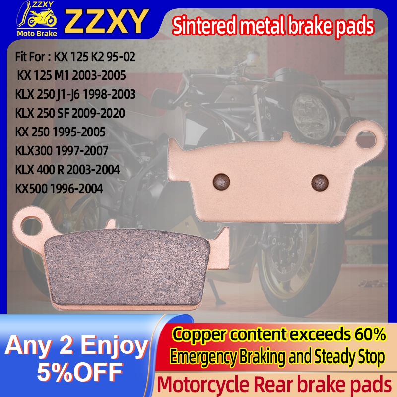 ด้านหลัง Sintered ผ้าเบรคโลหะสําหรับ KAWASAKI KX 125 K2 95-02 KX 125 M1 03-05 KLX 250 J1-J6 98-03 KL