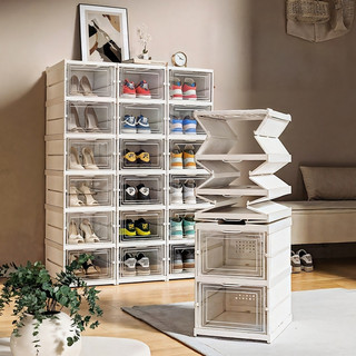 Installation free shoe box foldable multi-layer dust-proof telescopic shoe cabinet shoe storage box