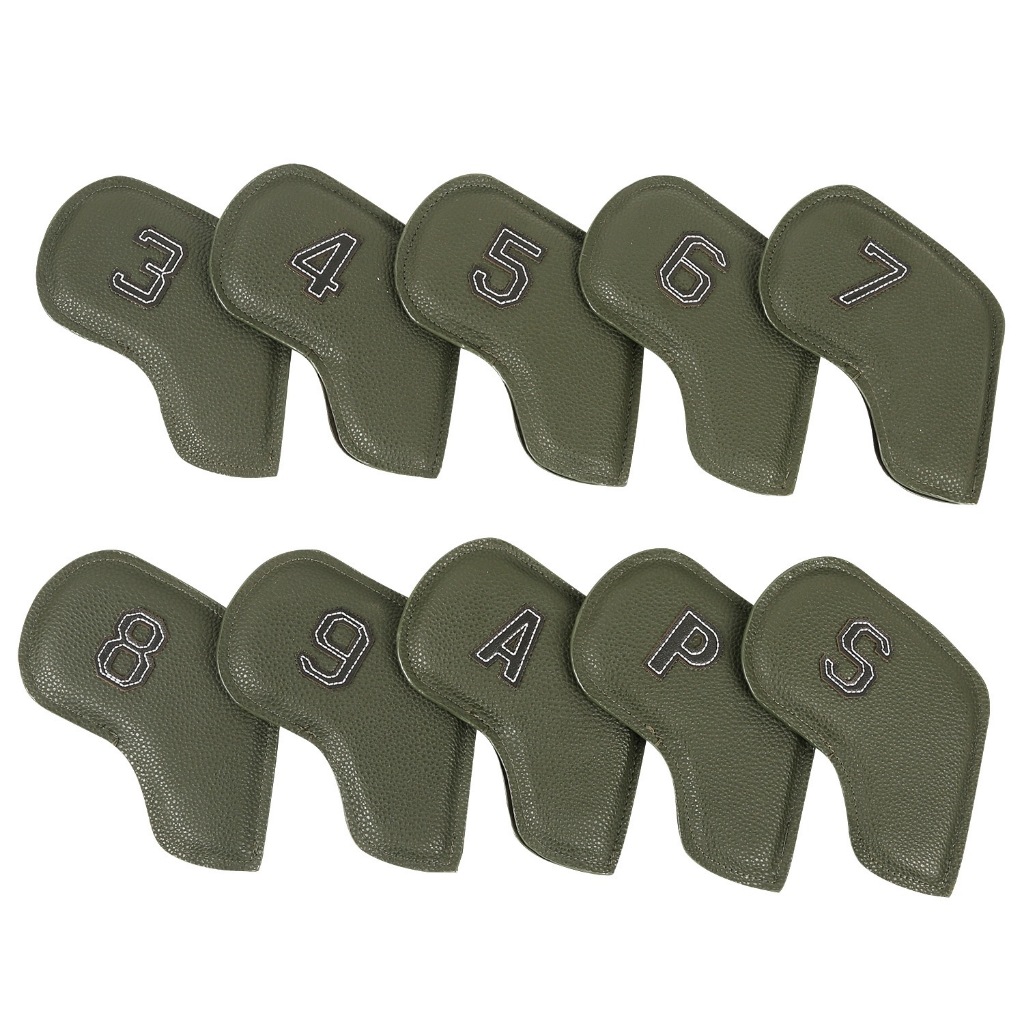 Simple Generous Double-Sided Digital Golf Iron Cover Pu Ball Head Protective Cover Waterproof Impact-Resistant Protective Rod Head Golf Iron Cover Set Golf Supplies Accessories Accessories