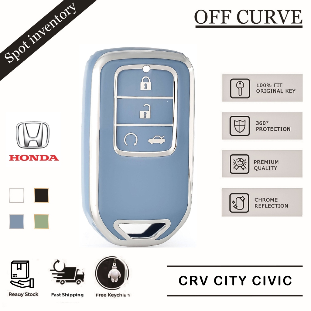 ฝาครอบ TPU เหมาะสําหรับ Honda CRV City Civic FC BRV Accord HRV Jazz Keyless Smart Entry Push Start TPU Remote 2/3/4Button