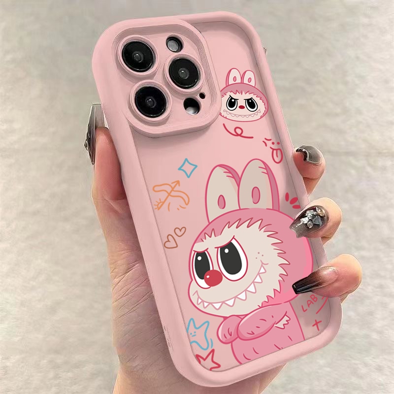 ปลอกสําหรับ iPhone 16 15 Pro Max 11 13 14 12 Pro iPhone 7 8 Plus XS Max X XR SE2022 อินเทรนด์น่ารักการ์ตูน Labubu หรูหราน่ารัก Angel Eye นุ่มกันกระแทก
