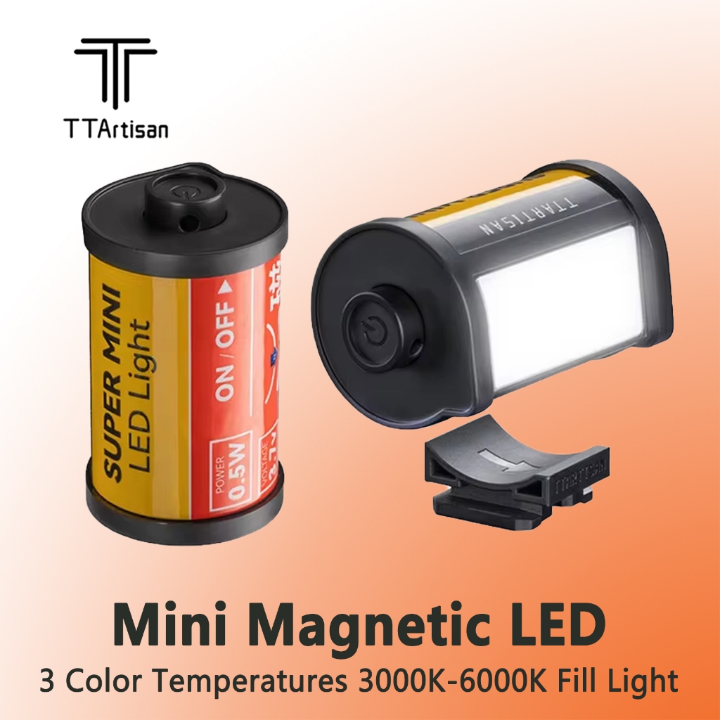 Ttartisan Mini Magnetic LED Light Cold Shoe Mount Compact & Portable 3 อุณหภูมิสี 3000K-6000K เติมแสง