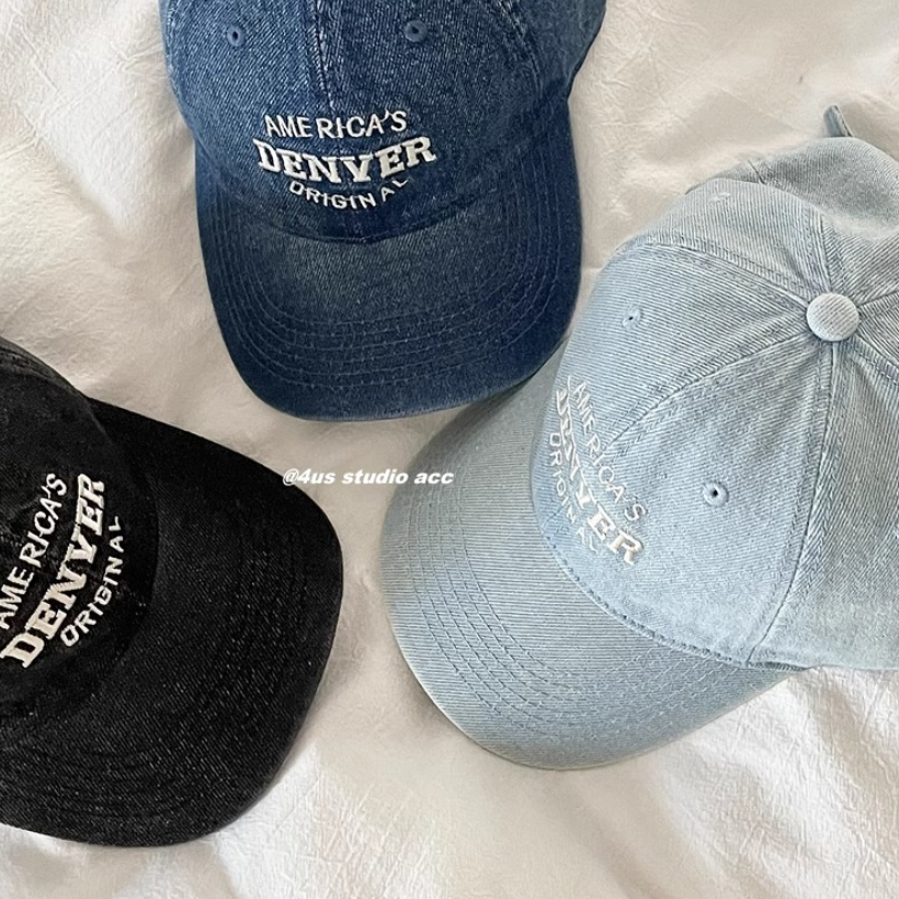 เวอร์ชั่นเกาหลี ins Retro Washed Denim เบสบอลหมวกหญิง Street Street Wear Wide-Brimed Soft Top Peaked หมวกแสดง