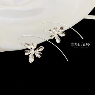 DREJEW ใหม่ต่างหูดอกไม้ไอริสฝรั่งเศสแสงหรูหราต่างหูอารมณ์แฟชั่นข้ามพรมแดนต่างหูระดับไฮเอนด์สําหรับผู้หญิงแพ้ง่าย